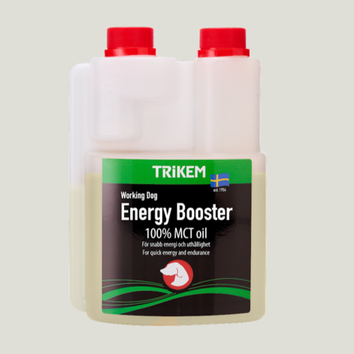 Trikem Energy Booster til hunde, ideel til at støtte energi og udholdenhed under fysisk aktivitet og træning.